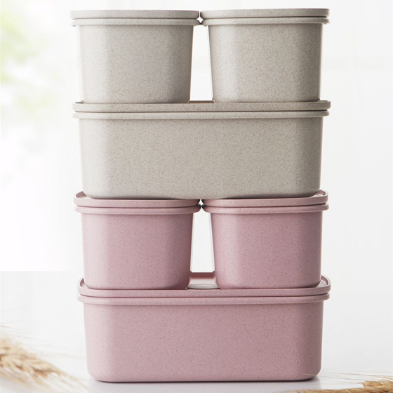 [JM]韩版良品创意小麦储物罐超值组合装（藕粉色米色2大4小入）
