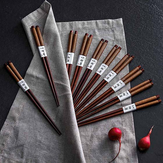 奇居良品 日式和风铁刀木绕线防滑筷子 10双入