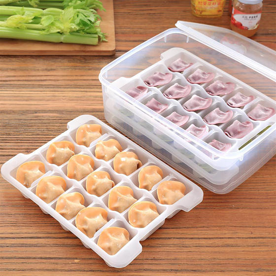 [JM]不粘底分格饺子馄炖冰箱保鲜收纳盒套装（3层）