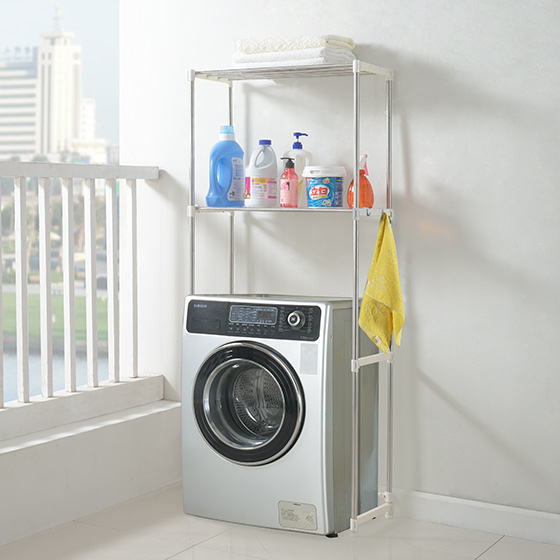 生活诚品 不锈钢洗衣机架 储物架 层架（白色)CJ68160
