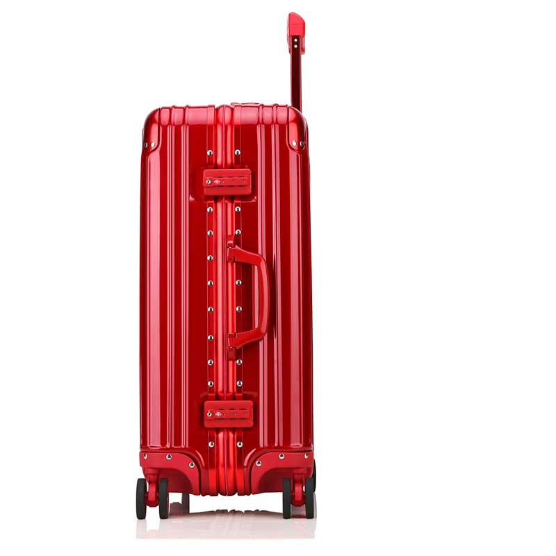 BBM铝合金行李箱大包角铝框时尚旅行密码登机拉杆箱20·红色