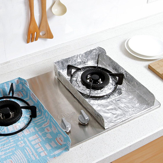 [JM]厨房煤气灶铝箔防油垫挡油板（2片-银色）·银色