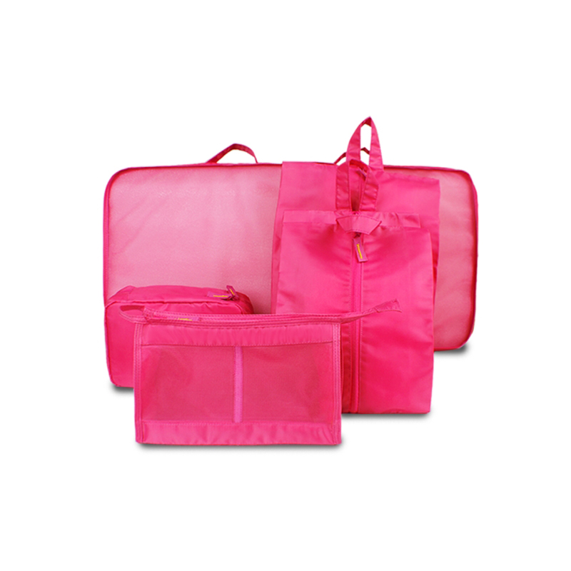 吉优百 出游行李箱整理包轻便旅行收纳袋·7件组·玫红色