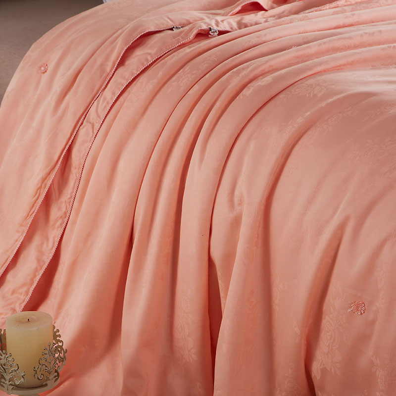 莱薇 富丽堂皇全棉贡缎提花桑蚕长丝贡被蚕丝被春秋被被芯被子（200*230cm，500g）·粉色