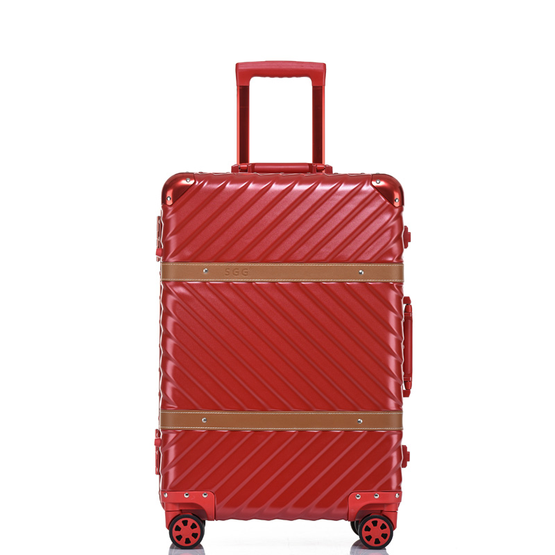 BBM商务行李铝框箱男登机箱女密码箱拉杆旅行箱万向轮皮箱韩版硬箱29寸·红色