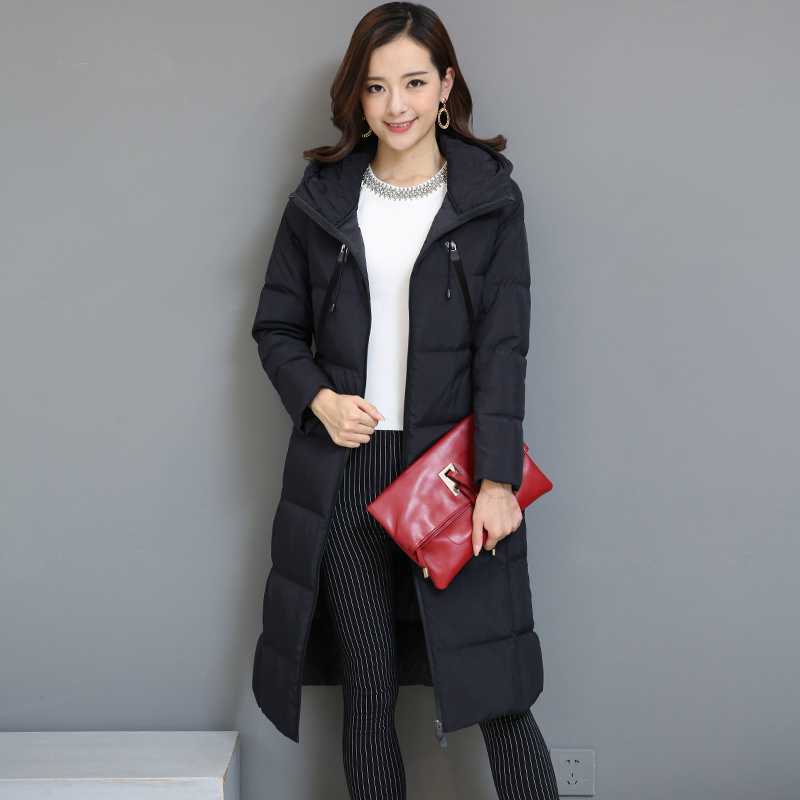 黛莉公主2017款韩版气质中长款轻型羽绒服DLQ5535黑色