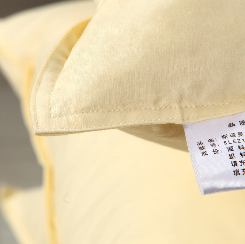 斯诺曼纯棉蓬松酒店鹅毛片枕芯枕头一对装2只装48*74cm·米色