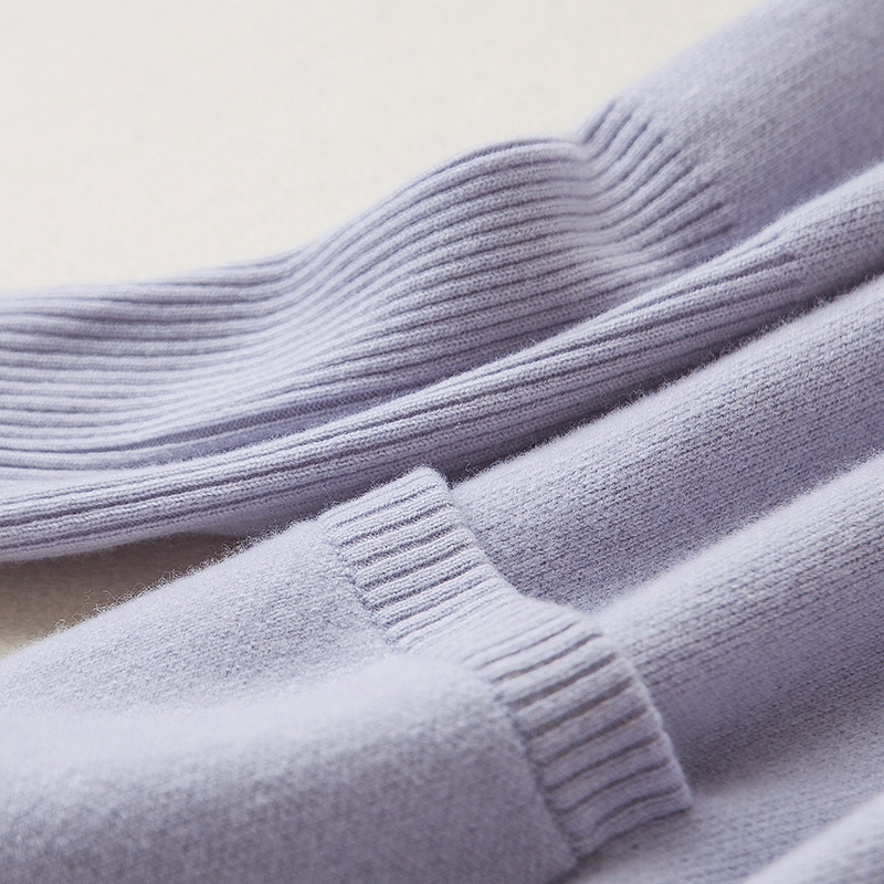 NUOYI设计款绵羊绒针织大衣开衫·淡紫