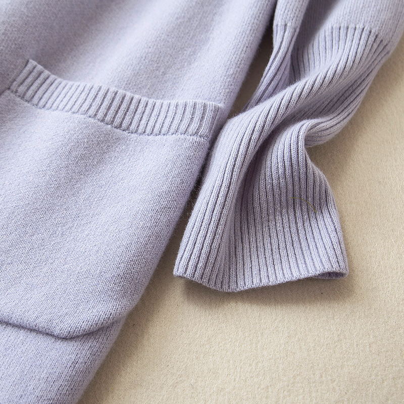 NUOYI设计款绵羊绒针织大衣开衫·淡紫