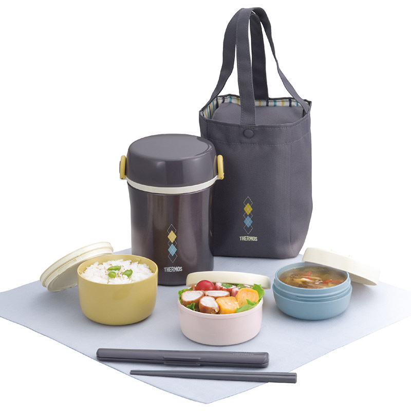 膳魔师(thermos)不锈钢学生保温饭盒三层便携保温桶 白领保温便当盒