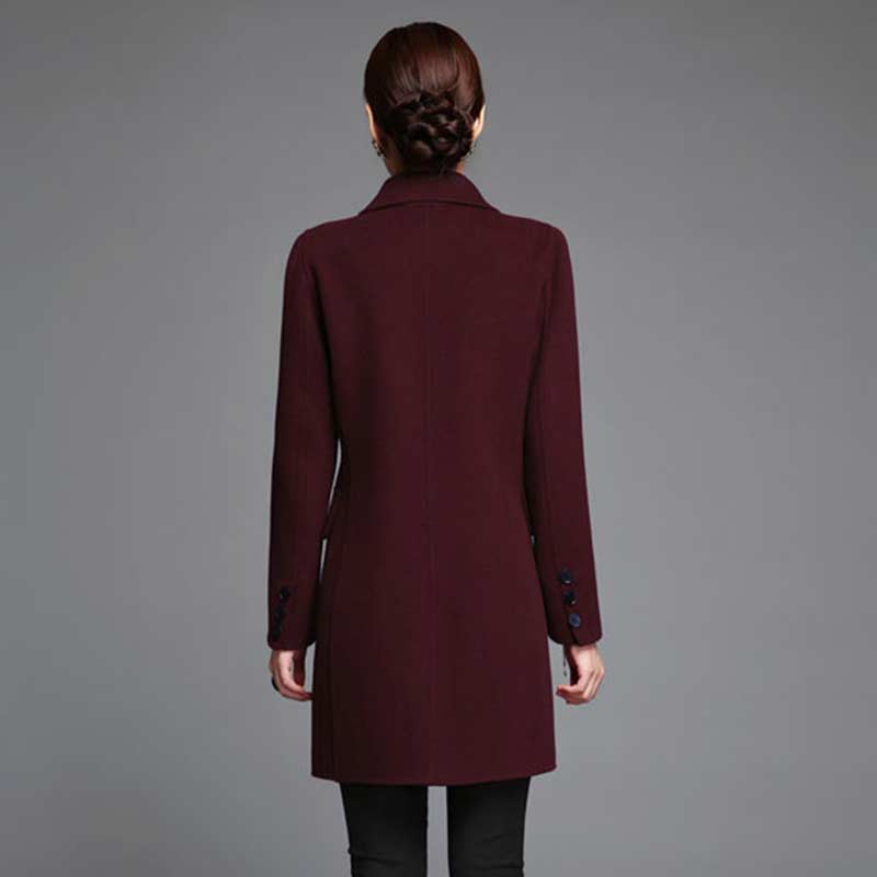 NAINA﹠CO 新款高端双面羊毛中款西服大衣QD111·紫红