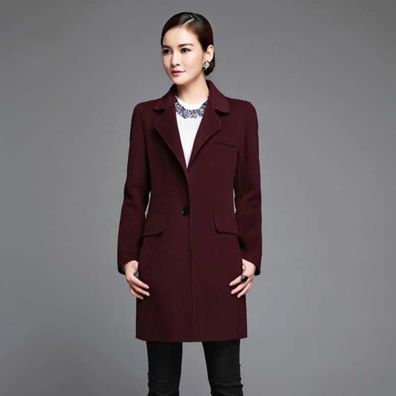NAINA﹠CO 新款高端双面羊毛中款西服大衣QD111·紫红