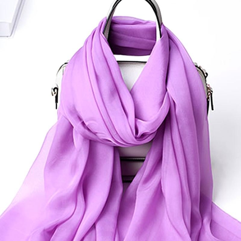 丁摩 桑蚕丝沙滩巾素色真丝披肩围巾W013·紫罗兰