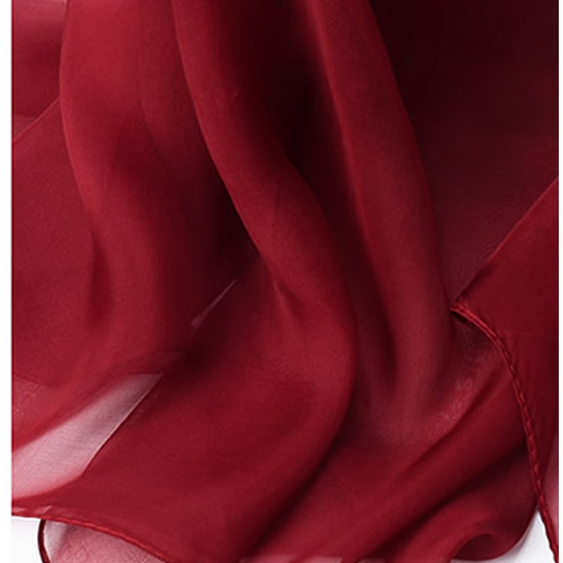 丁摩 桑蚕丝沙滩巾素色真丝披肩围巾W013·酒红色