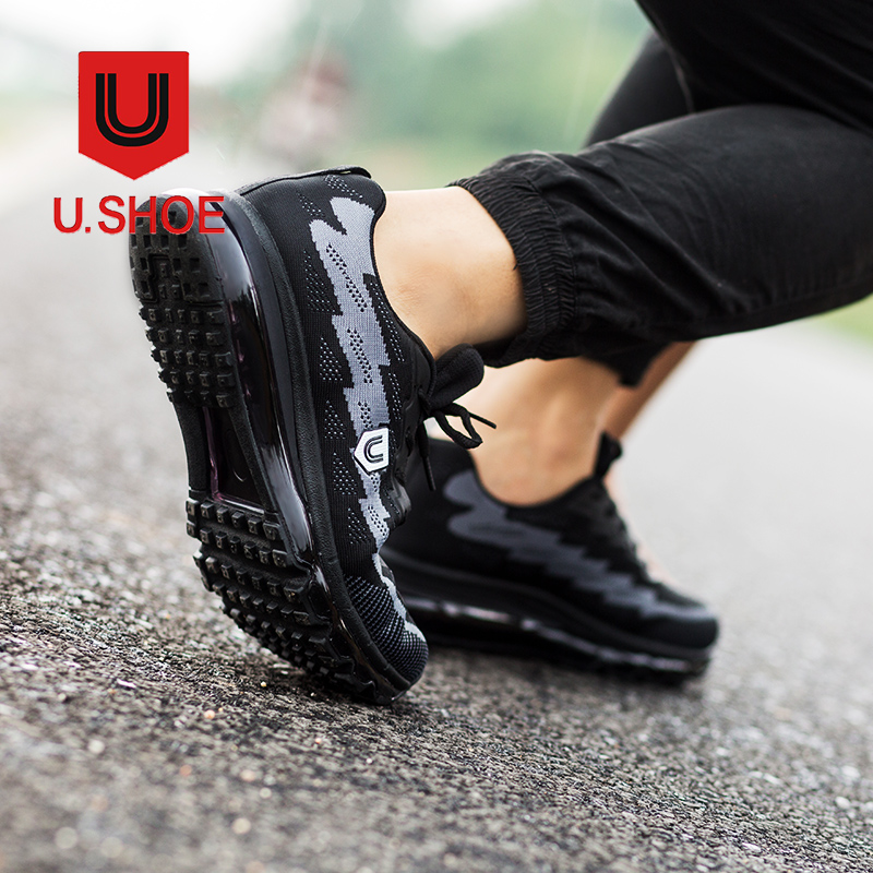美国品牌u.shoe优树全脚掌气垫运动休闲运动鞋·黑色