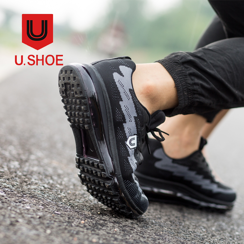 美国品牌u.shoe优树全脚掌气垫运动休闲运动鞋·黑灰