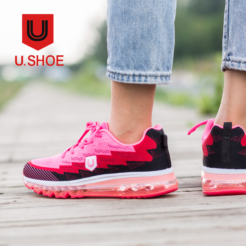 美国品牌u.shoe优树全脚掌气垫运动休闲运动鞋·粉色