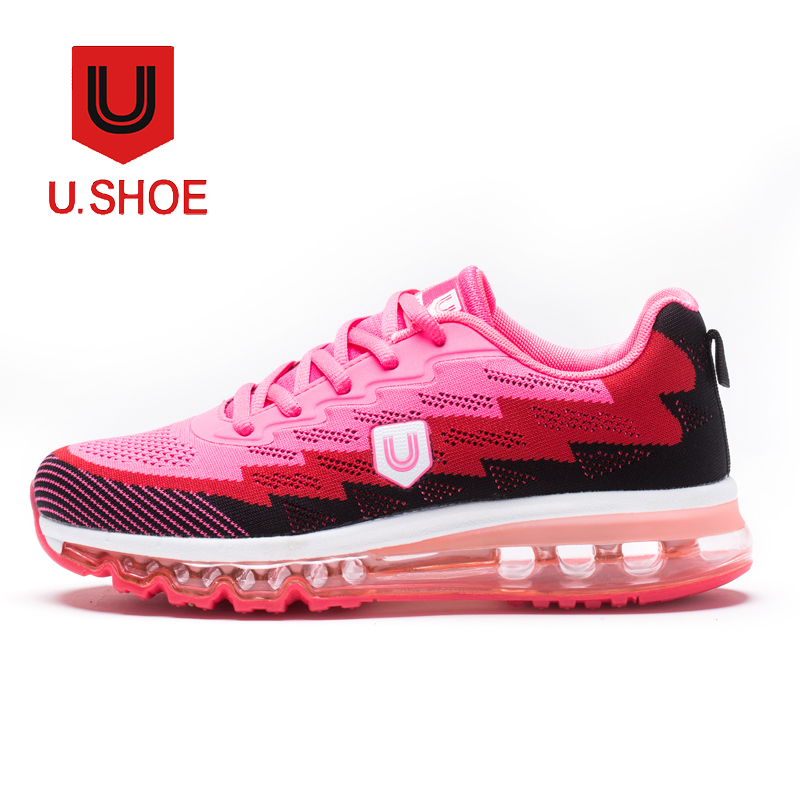 美国品牌u.shoe优树全脚掌气垫运动休闲运动鞋·粉色