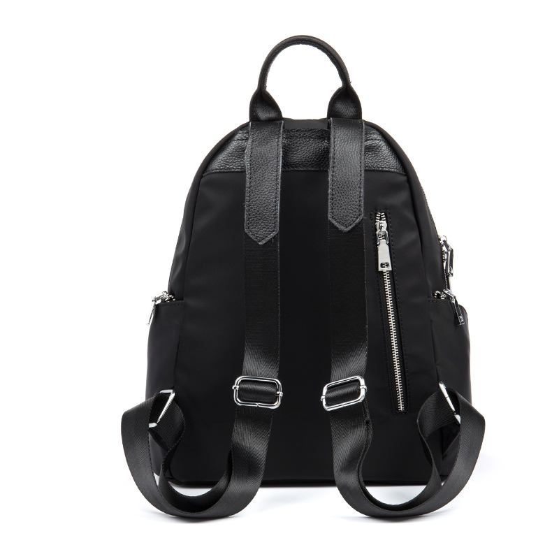海谜璃（HMILY）时尚个性防水牛津布双肩包菱格休闲女士背包大容量小挂饰包包 H7033·黑色