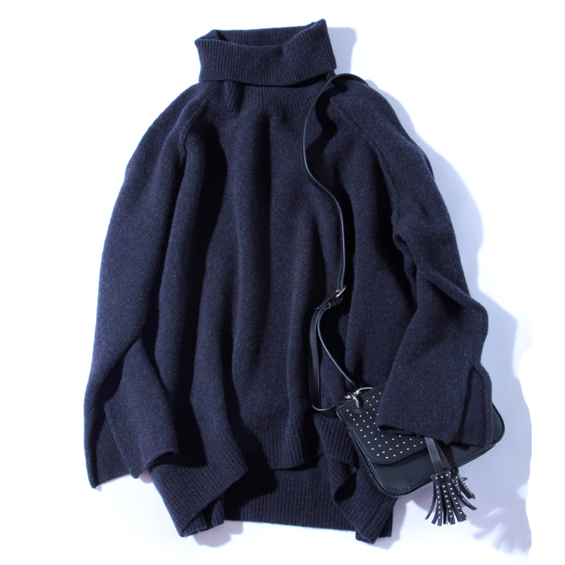 SSYAOGE 牦牛绒高领宽松羊毛针织衫1791·上青
