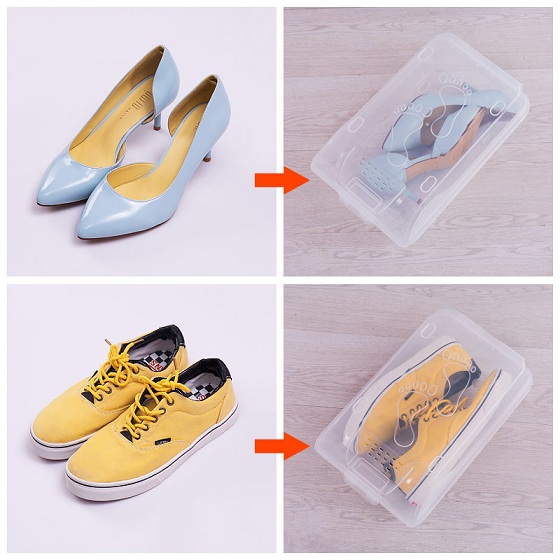 宝优妮防潮透明鞋盒水晶塑料鞋盒·透明色5只装