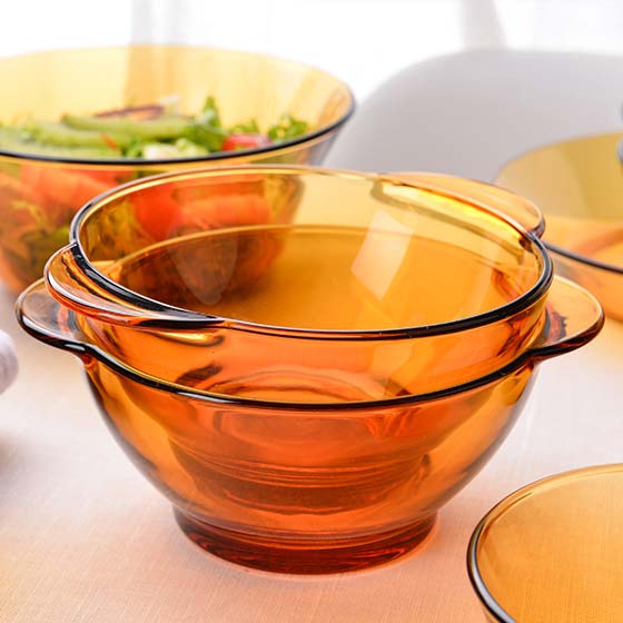 DURALEX多莱斯 玻璃餐具套装25件家用玻璃碗盘碟杯可微波琥珀色