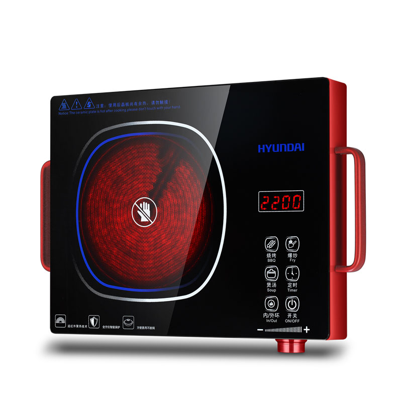 韩国现代（HYUNDAI）家用电陶炉QC-DT22G赠送烤盘·中国红