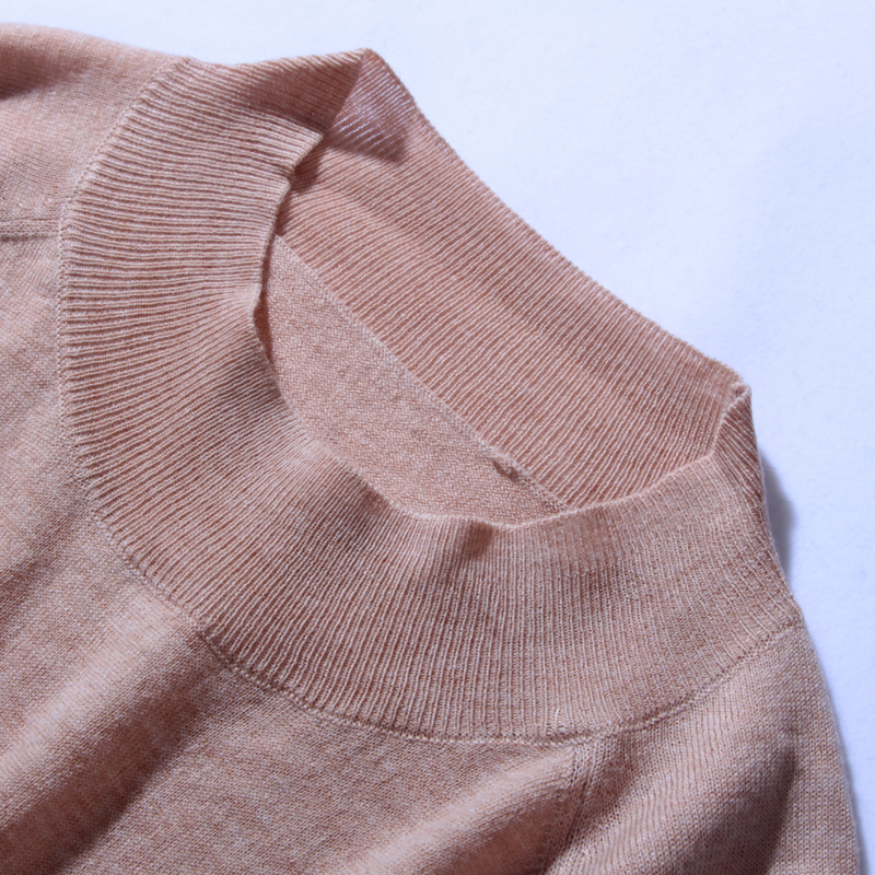 SSYAOGE 羊毛打底衫半高领修身毛衣1839·米色