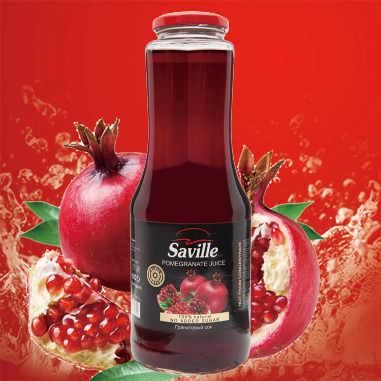 阿塞拜疆进口Saville纯石榴汁无糖无添加·1升*2瓶·红色