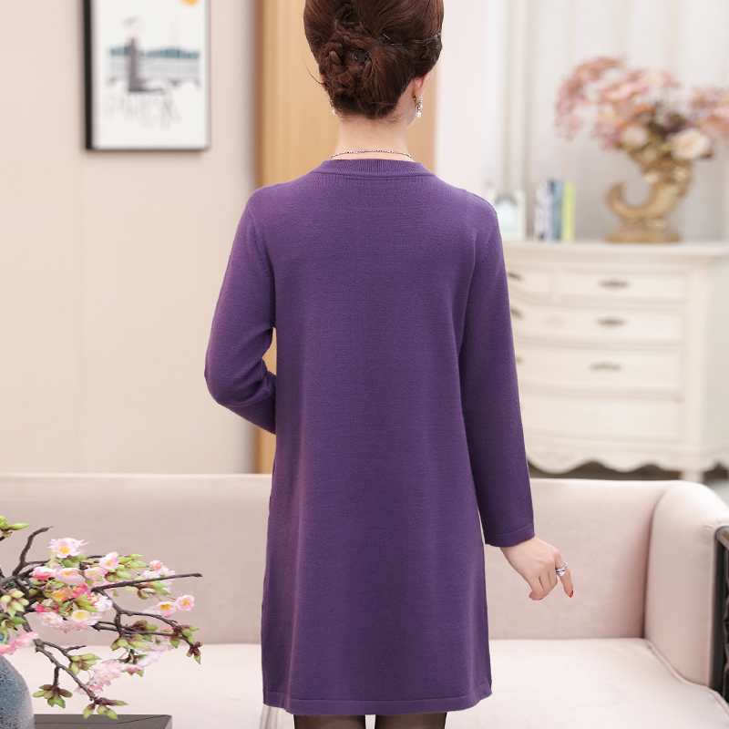 寻蔻年华毛衣打底衫中长款气质蕾丝连衣裙8320·紫色