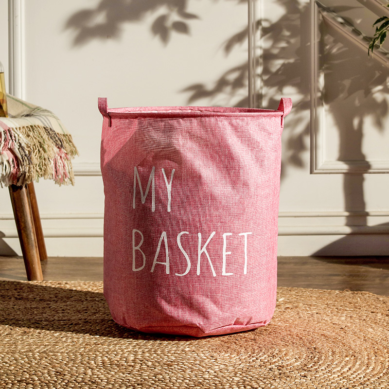 奇居良品 米森素色布艺可折叠脏衣篓脏衣桶脏衣篮 加大号·粉色
