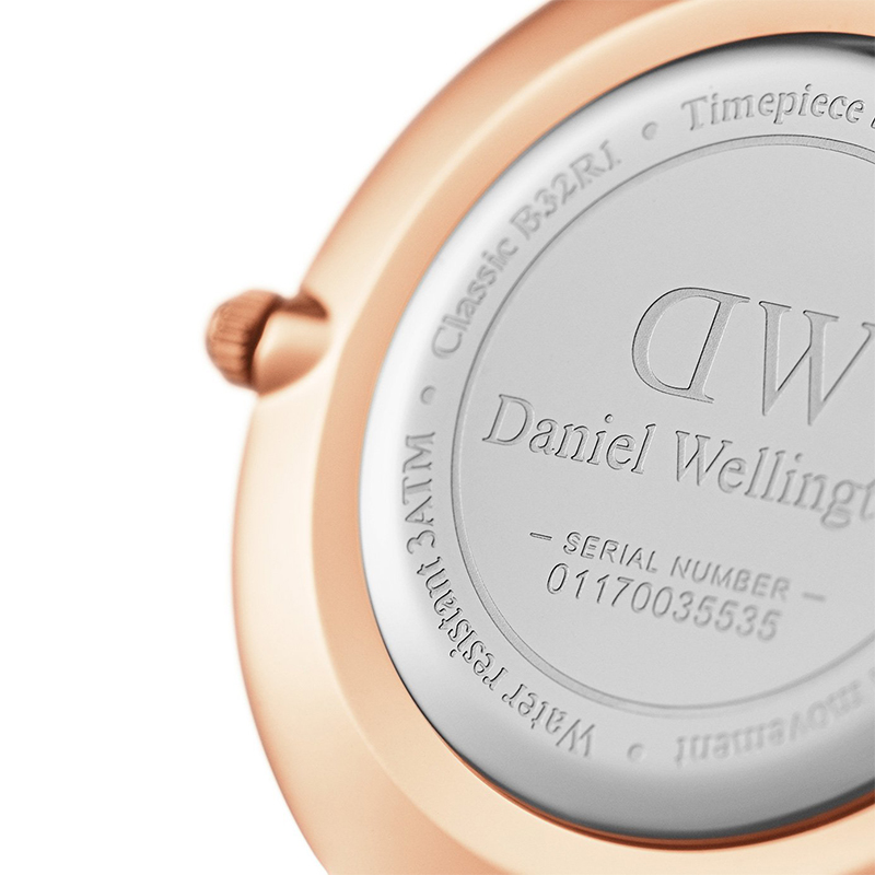 丹尼尔惠灵顿 (DanielWellington) 手表DW女表32mm金色边白盘白皮带女士手表学生手表 DW00100189