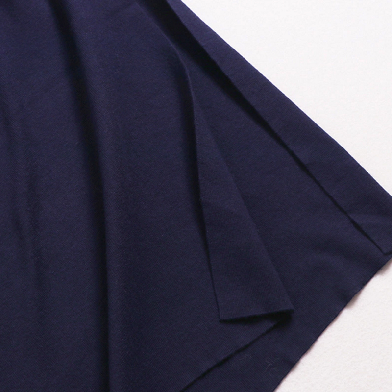 SSYAOGE 纯色针织高领修身开叉连衣裙WNZD01·藏蓝色