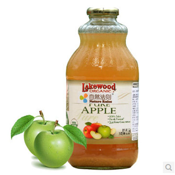 美国lakewood有机浓缩100%纯苹果汁2瓶装