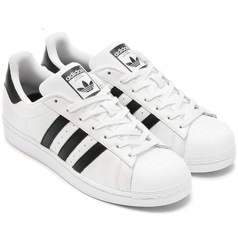 直邮adidas superstar经典贝壳头情侣鞋 黑白配