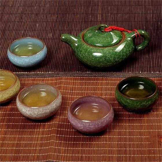 金镶玉 陶瓷七彩冰裂茶具 功夫茶具套组·7件