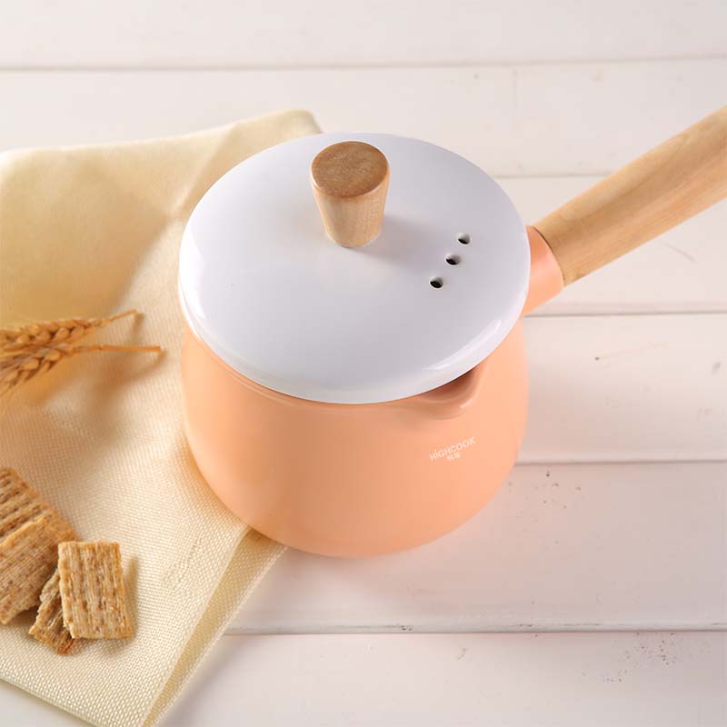 韩库 马卡龙小奶锅不粘锅迷你汤锅宝宝辅食家用锅具1.2升